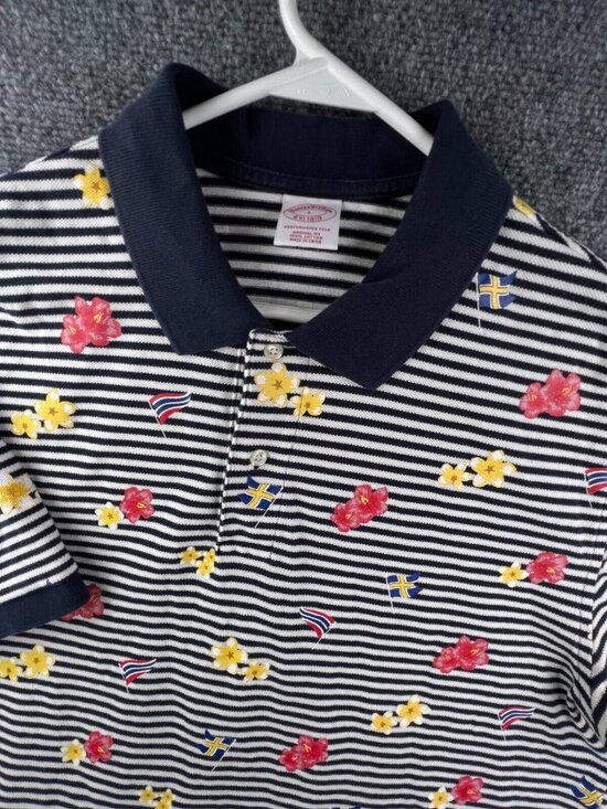Brooks Brothers Other - Brooks Brothers Floral Flags Short Sleeve Polo Shirt Striped Large Original Fit